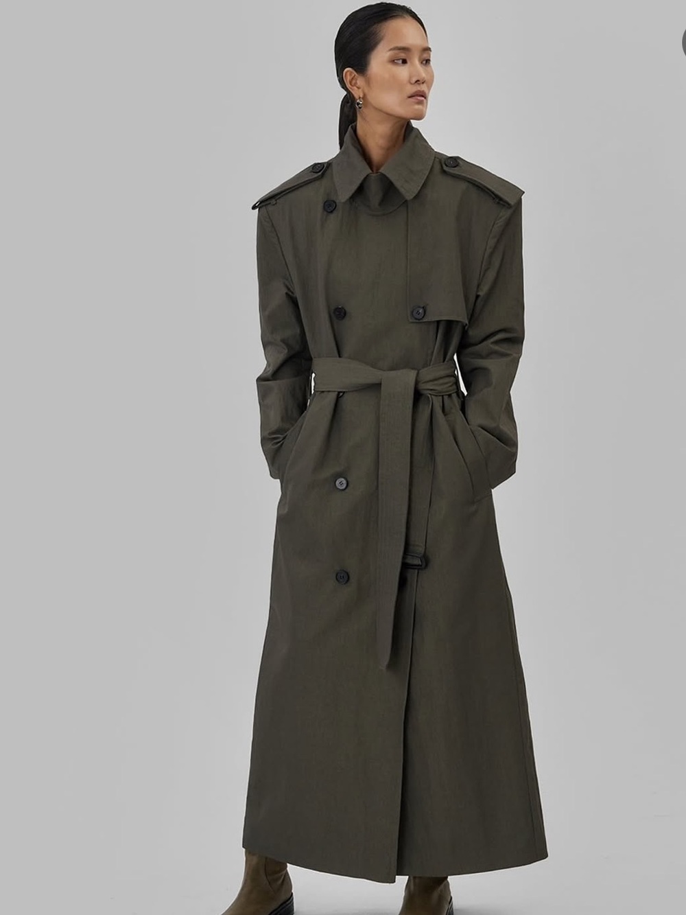 The Frankie Shop Olive Long Trench Coat